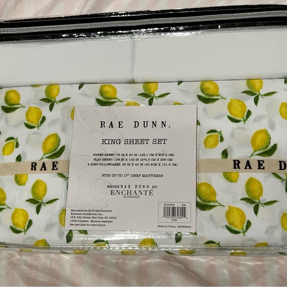 Rae Dunn King Size Lemon Sheet Set - Picture 2 of 4